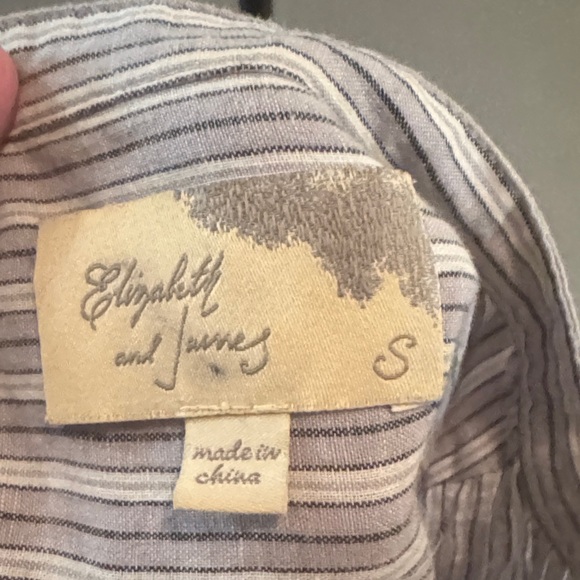 Elizabeth and James Striped Gray Dress with Tan Belt - Picture 9 of 9